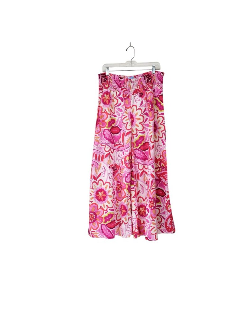 Cece Women's XL Floral Smocked Waist Wide Leg Pants Linen Blend Pink Multicolor - Picture 6 of 6